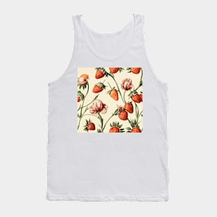 Vintage Floral Cottagecore Romantic Strawberry Flower Design Tank Top